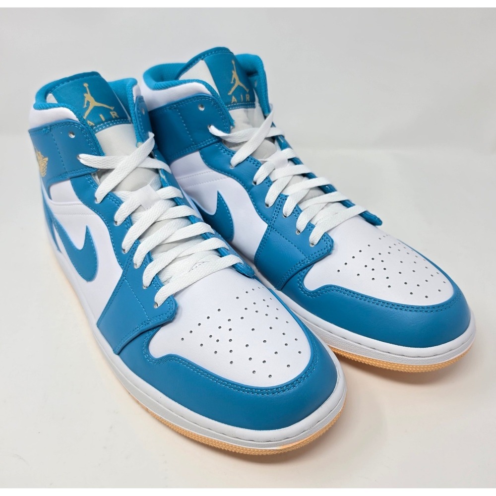 Nike Air Jordan 1 Mid Aquatone Celestial Gold White DQ8426-400 Men's 13 Sneakers